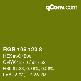 Color code: RGB 108 123 8 | qconv.com