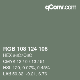 Color code: RGB 108 124 108 | qconv.com
