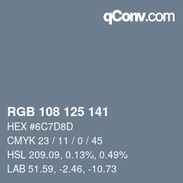 Color code: RGB 108 125 141 | qconv.com