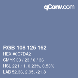Color code: RGB 108 125 162 | qconv.com