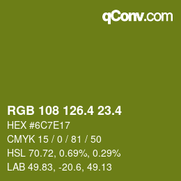 カラーコード: RGB 108 126.4 23.4 | qconv.com