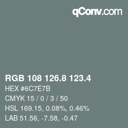 カラーコード: RGB 108 126.8 123.4 | qconv.com