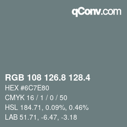 カラーコード: RGB 108 126.8 128.4 | qconv.com