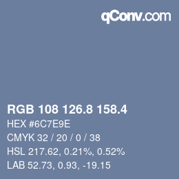 カラーコード: RGB 108 126.8 158.4 | qconv.com