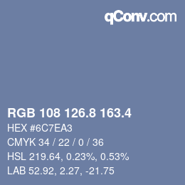 カラーコード: RGB 108 126.8 163.4 | qconv.com