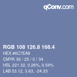 カラーコード: RGB 108 126.8 168.4 | qconv.com