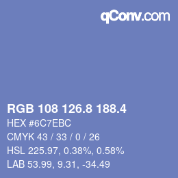 カラーコード: RGB 108 126.8 188.4 | qconv.com