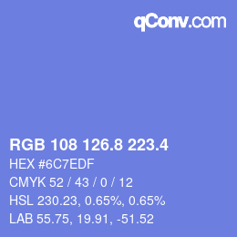 カラーコード: RGB 108 126.8 223.4 | qconv.com