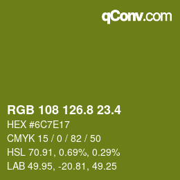 カラーコード: RGB 108 126.8 23.4 | qconv.com