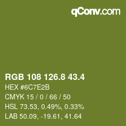 カラーコード: RGB 108 126.8 43.4 | qconv.com