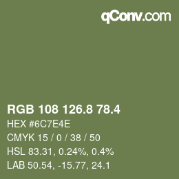 カラーコード: RGB 108 126.8 78.4 | qconv.com