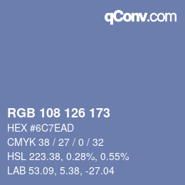 颜色代码: RGB 108 126 173 | qconv.com