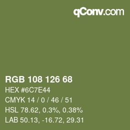 カラーコード: RGB 108 126 68 | qconv.com