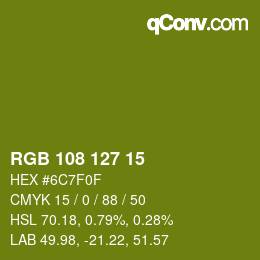 Color code: RGB 108 127 15 | qconv.com