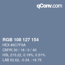 Color code: RGB 108 127 154 | qconv.com