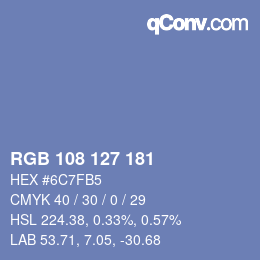 Color code: RGB 108 127 181 | qconv.com
