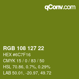 Color code: RGB 108 127 22 | qconv.com
