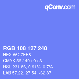 Color code: RGB 108 127 248 | qconv.com