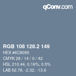 カラーコード: RGB 108 128.2 149 | qconv.com