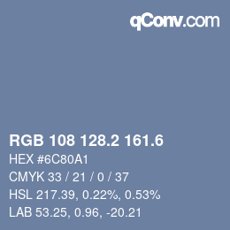 カラーコード: RGB 108 128.2 161.6 | qconv.com