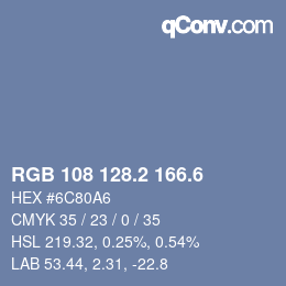 カラーコード: RGB 108 128.2 166.6 | qconv.com