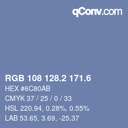 カラーコード: RGB 108 128.2 171.6 | qconv.com