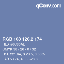 カラーコード: RGB 108 128.2 174 | qconv.com