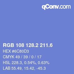 カラーコード: RGB 108 128.2 211.6 | qconv.com