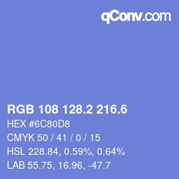 カラーコード: RGB 108 128.2 216.6 | qconv.com