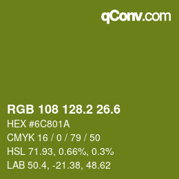 カラーコード: RGB 108 128.2 26.6 | qconv.com