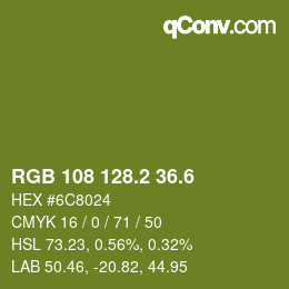 カラーコード: RGB 108 128.2 36.6 | qconv.com