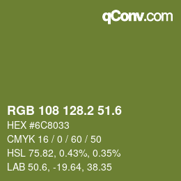 カラーコード: RGB 108 128.2 51.6 | qconv.com