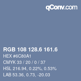 カラーコード: RGB 108 128.6 161.6 | qconv.com