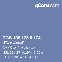 カラーコード: RGB 108 128.6 174 | qconv.com