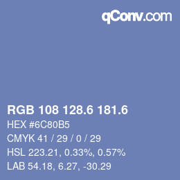 カラーコード: RGB 108 128.6 181.6 | qconv.com