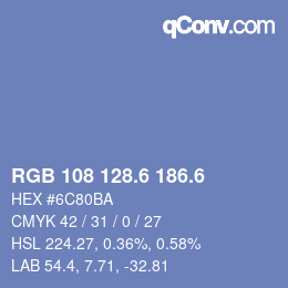 カラーコード: RGB 108 128.6 186.6 | qconv.com