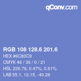 カラーコード: RGB 108 128.6 201.6 | qconv.com