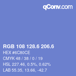 カラーコード: RGB 108 128.6 206.6 | qconv.com