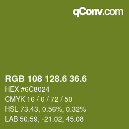 カラーコード: RGB 108 128.6 36.6 | qconv.com