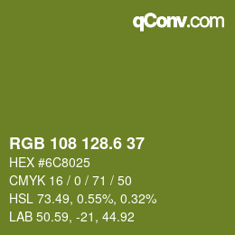 カラーコード: RGB 108 128.6 37 | qconv.com