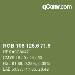 カラーコード: RGB 108 128.6 71.6 | qconv.com
