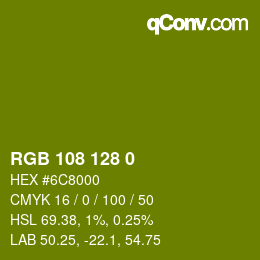颜色代码: RGB 108 128 0 | qconv.com