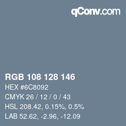 カラーコード: RGB 108 128 146 | qconv.com