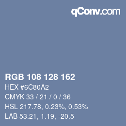 Color code: RGB 108 128 162 | qconv.com
