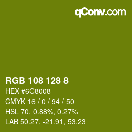 Color code: RGB 108 128 8 | qconv.com
