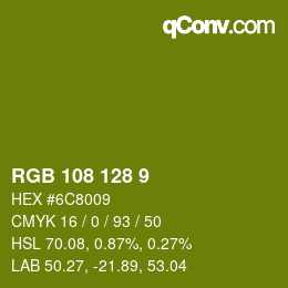 颜色代码: RGB 108 128 9 | qconv.com
