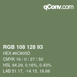 Color code: RGB 108 128 93 | qconv.com