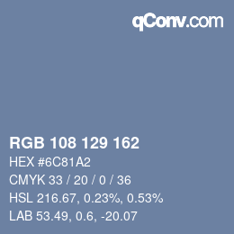Color code: RGB 108 129 162 | qconv.com