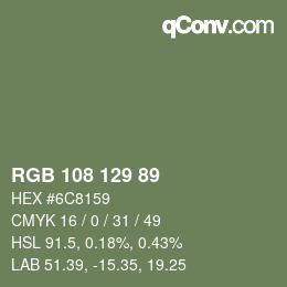 Color code: RGB 108 129 89 | qconv.com