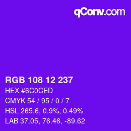 Color code: RGB 108 12 237 | qconv.com